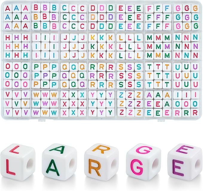 DoDoBeads 252 Pcs 10mm Chunky Square Letter Beads, Colorful Big Alphabet Beads by DoDoBeads