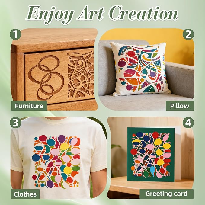 Geometric Texture Stencils for Crafts Reusable 16Pcs Stencils | DIY Art - Image 5