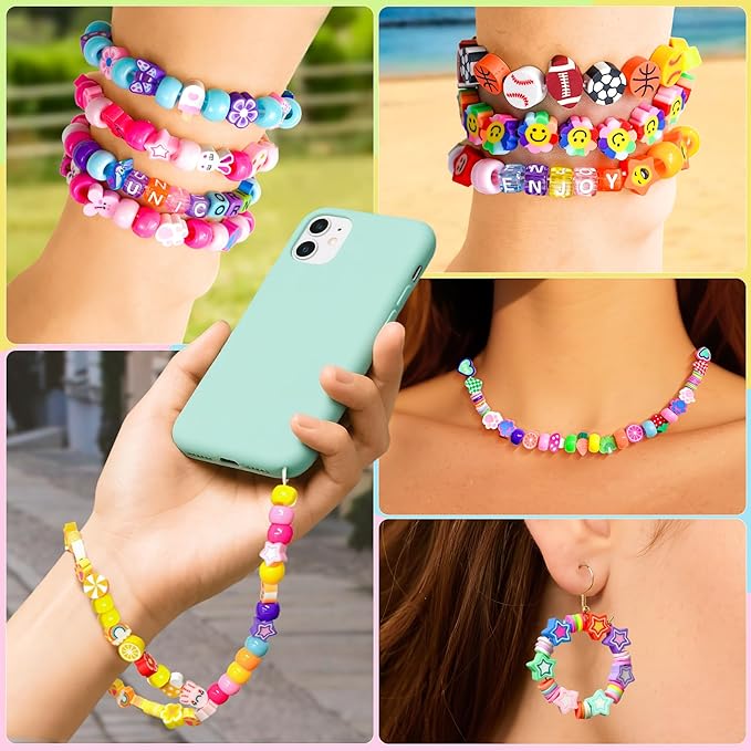 Gionlion 1200 Pcs Polymer Clay Beads Bracelet Making Kit, 25 Style Animal Fruit - Image 3