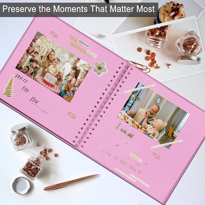 DIY Scrapbook Album 7x7 Inch, Hardcover Kraft Paper Scrap Book Photo Album - Image 4