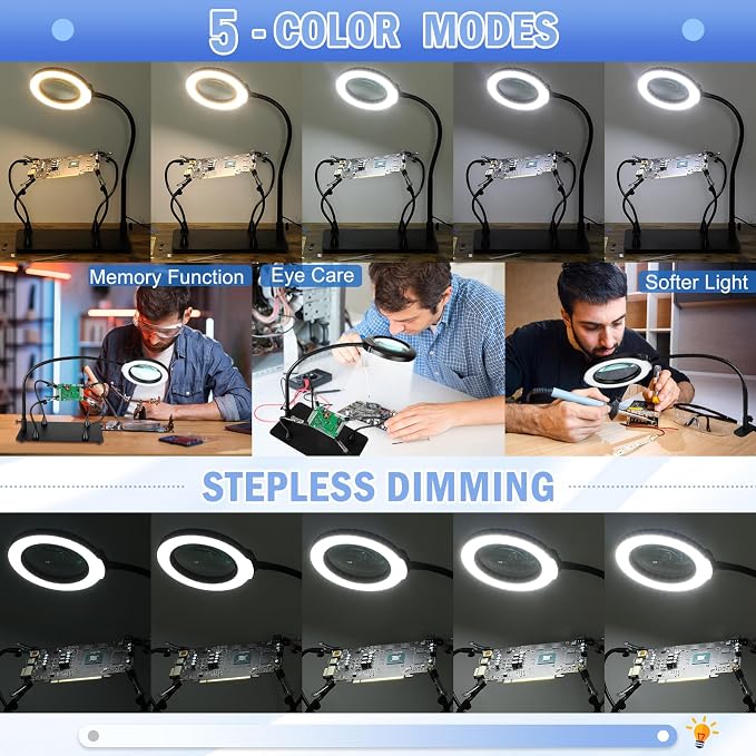 Drdefi Magnetic Helping Hands Soldering Station 12X Magnifying Lamp Large Base - Image 7