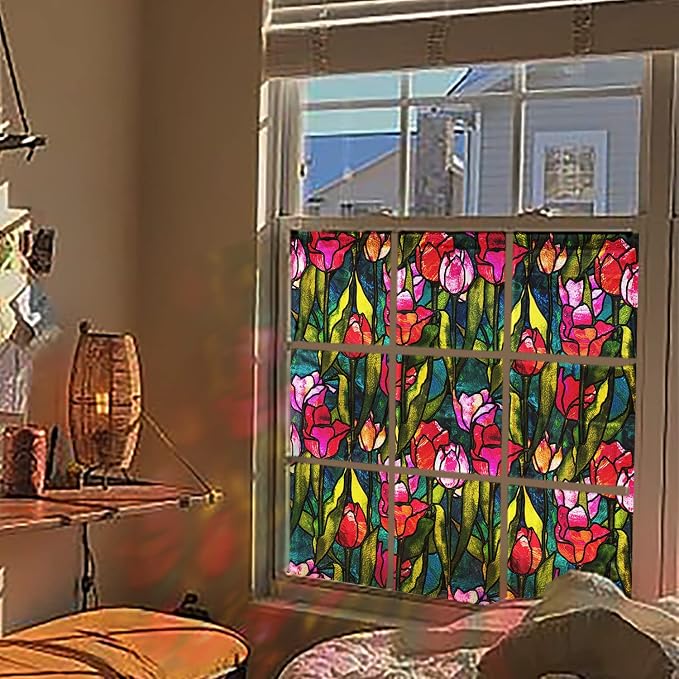 funlife Original Hand-Drawn Faux Stained Glass Window Film, Double-Sided Static - Image 8