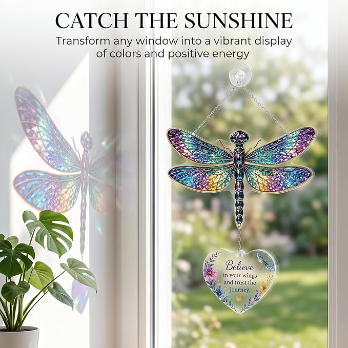 Devory 4 Inch Acrylic Dragonfly Suncatcher, Sun Catchers Indoor Window - Image 5