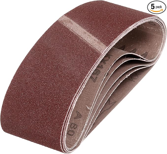 HARFINGTON 3 x 18 Inch Sanding Belts, 5 Pcs 80 Grits Aluminum Oxide Belt Sander Abrasive File Belt for Woodworking, Metal Polishing, Knife Sharpener