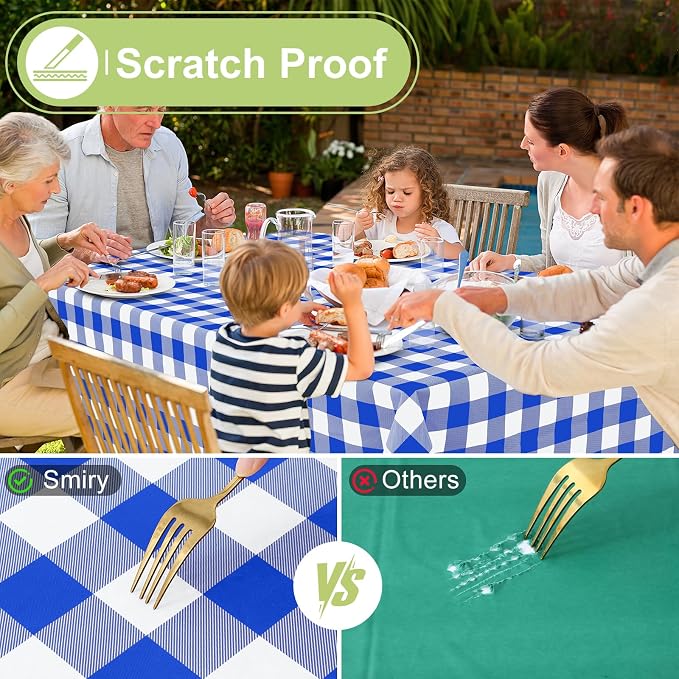 Smiry Square Table Cloth, Waterproof Vinyl Tablecloth - Image 5