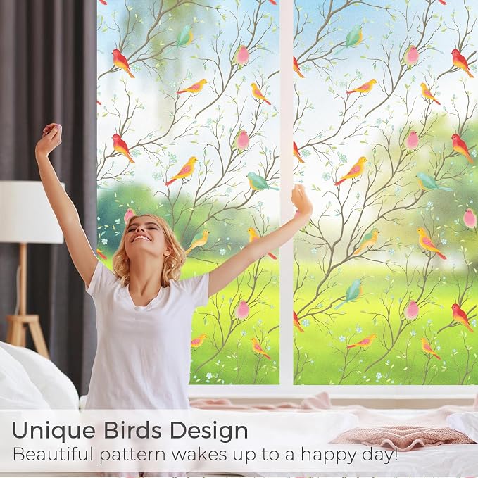 Coavas Privacy Window Film Non-Adhesive Translucent Bird Window Film Decorative - Image 7
