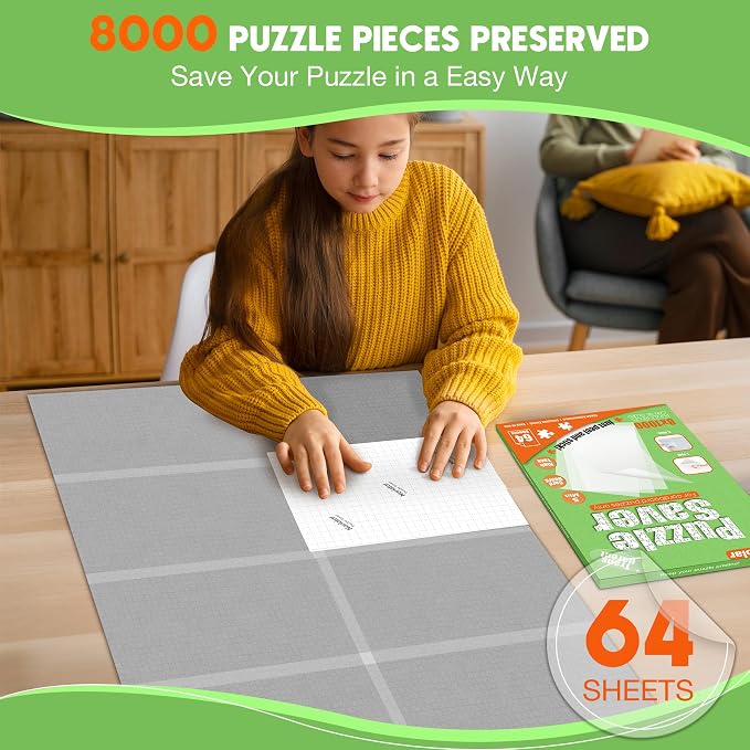 Nariolar Ultra-Adhesion Transparent Puzzle Glue Sheets, 64 Puzzle Saver Sheets - Image 3