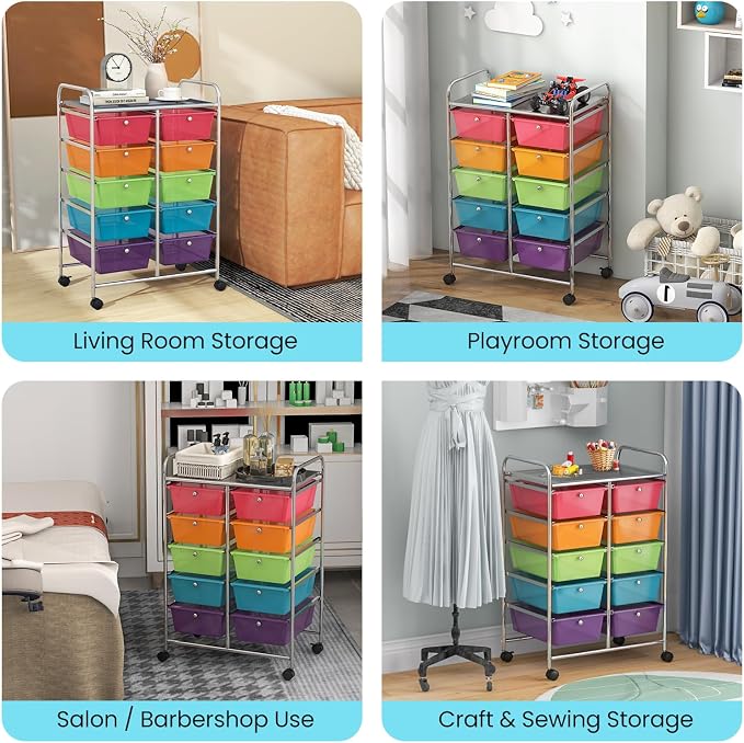 BECOMFORT 10-Drawer Rolling Cart - Image 7