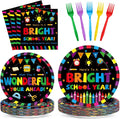 100PCS Back To School Decorations School Season Supplies Paper Plates Napkins by Qyeahkj