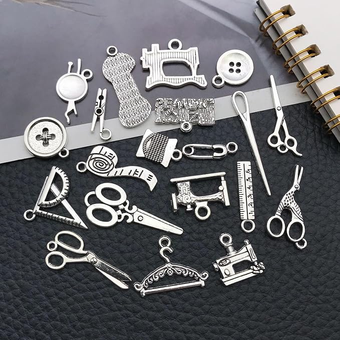 WOCRAFT 60pcs Antique Silver Sewings Bracelet Charms - Image 3