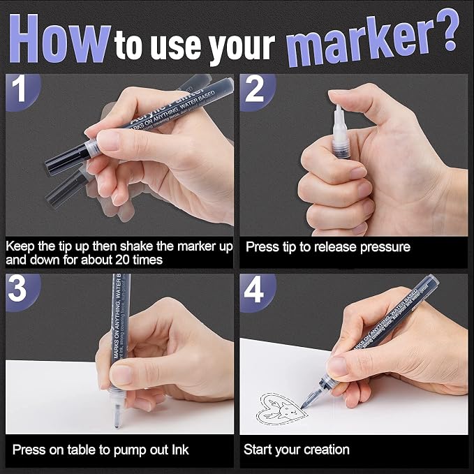 AKARUED Paint Pen, 8 Pack 0.7mm Water Based - Image 6