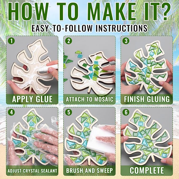 Honeydak 6 Sets DIY Leaves Glass Mosaic Tiles - Image 3