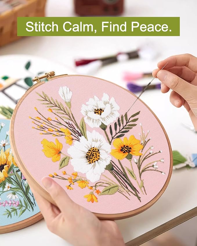 Santune 3 Pack Flower Embroidery Kit - Image 4