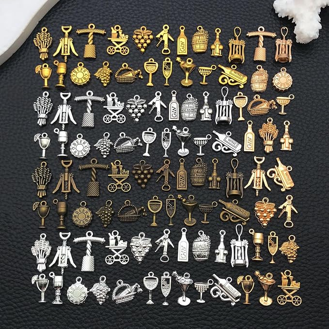 WOCRAFT 100pcs Wine Charms for Jewelry Making Assorted Jewelry Bangle Bracelet - Image 6