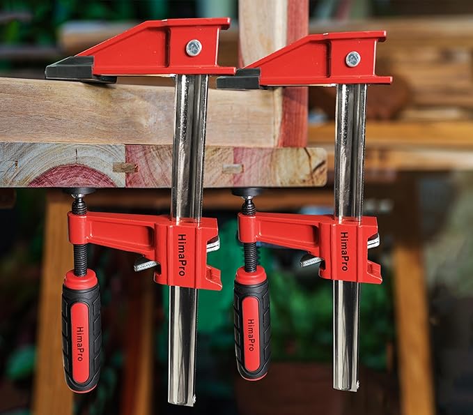 HimaPro 6 Inch Bar Clamp Set, 4 Pack 600 lbs Load Limit Medium Duty Quick Release Steel F Clamp, Ideal for Woodworking, Metalworking, and DIY Projects