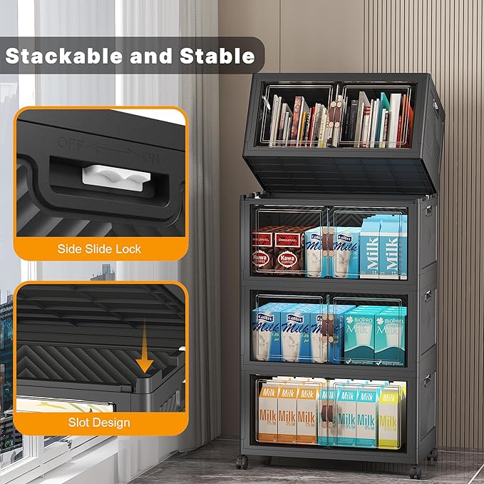UAMFURI Stackable Storage Bins, 440QT Collapsible Drawers - Image 3