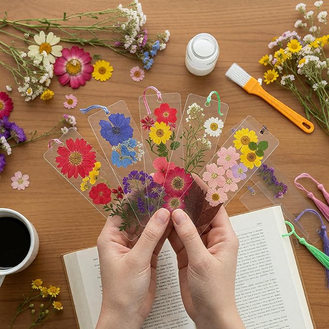 Eaasty 190 Pcs Pressed Flower Bookmark Making Kit, 24 Clear Acrylic Bookmarks - Image 8