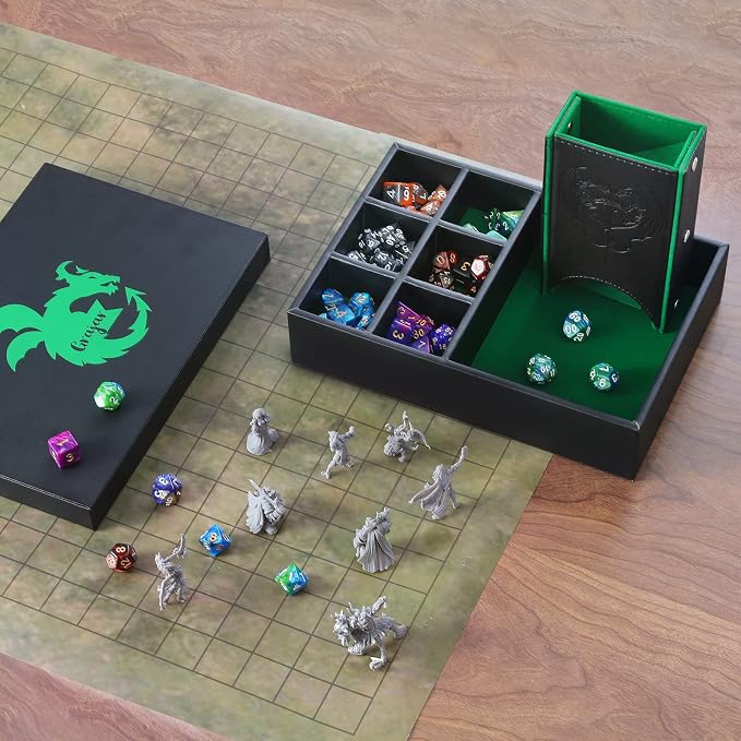 Grajar 3 in 1 Dice Tray with Lid, Portable Dice Box Storage, D&D RPG MTG Table - Image 7