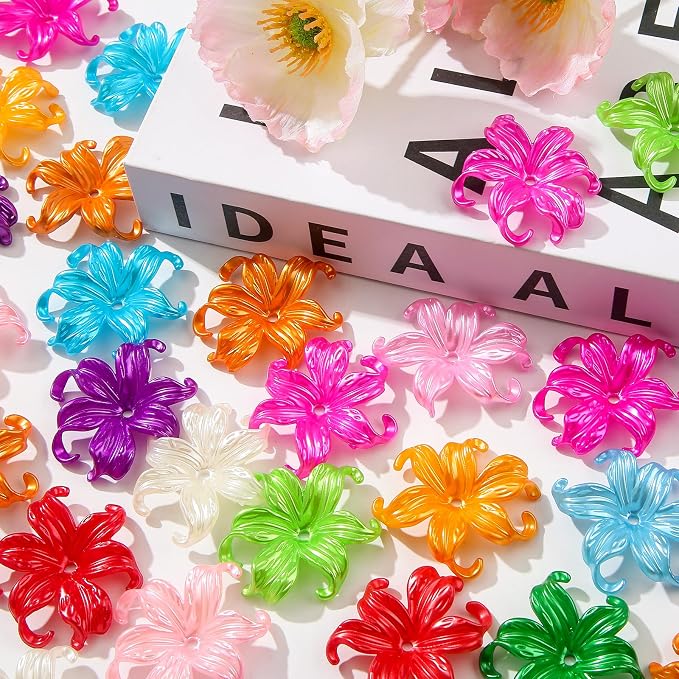 40pcs Flower Shape Beads Color Pearl Electroplate Flower Beads Pearl Lily Beads - Image 7