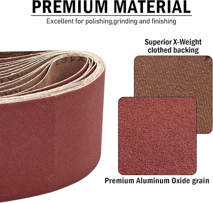 3x18 Belt Sander Sanding Belts, 80 Grit Aluminum Oxide Sander Paper 3 x 18 Inch, 12 Pack (3x18in,80 Grit)