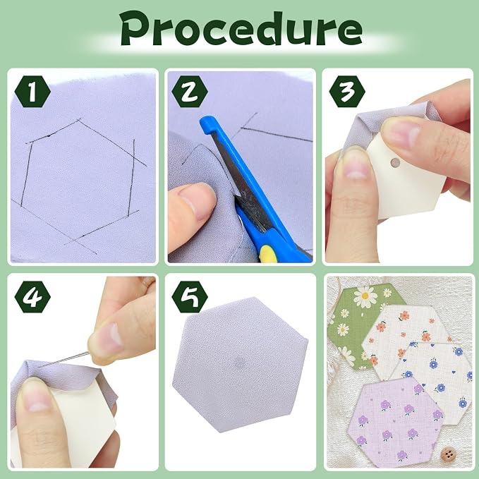1000 PCS Paper Piecing 1", Hexagon Quilting Templates - Image 4