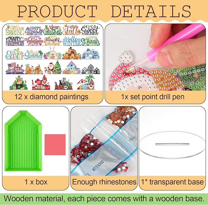 YooNotee 24 Sets Interchangeable Seasonal Diamond Art Tabletop Decorations - Image 3