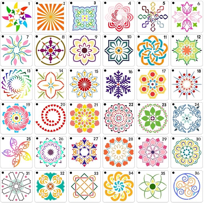 36 PCS Reusable Mandala Stencils by CHHAICHENG