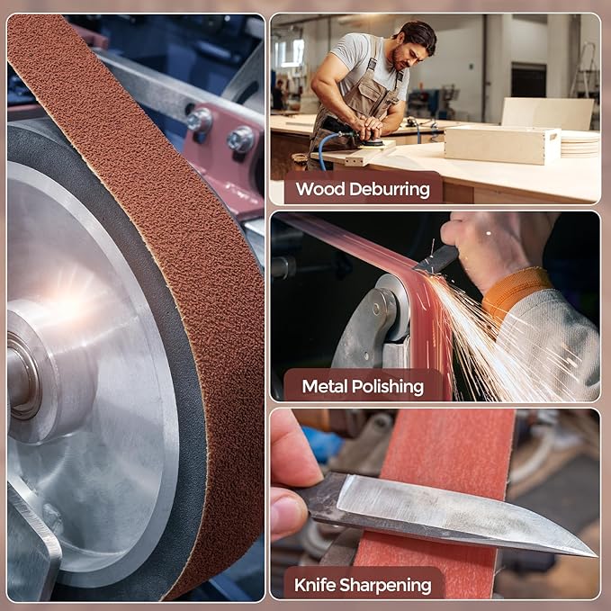HARFINGTON 3/8 x 13 Inch Sanding Belts, 10 Pcs 240 Grit Aluminum Oxide Abrasive Belt Sander File Belt for Woodworking, Metal Polishing, Knife Sharpener