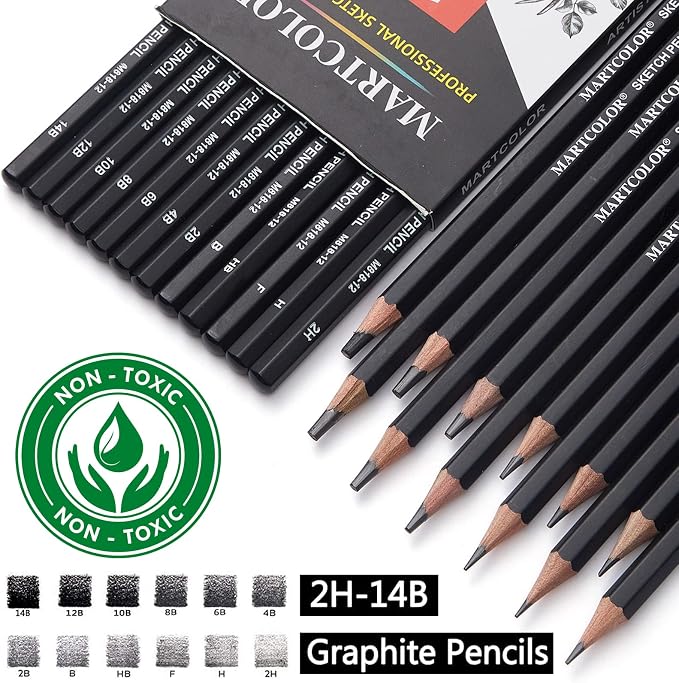 MARTCOLOR Drawing Sketching Pencils Set, 12 Pack Graphite Pencils | Ideal - Image 3