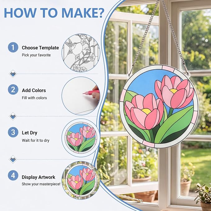 73 Pcs Scenery Stained Glass Painting Starter Kit - Image 4