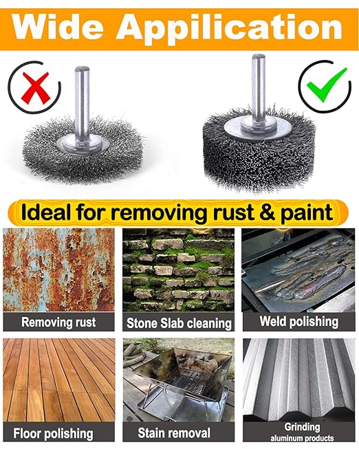Rocaris 4 Pack Wire Wheel Brush for Drill Attachment, 3 Inch Heavy Duty Brushes for Paint, Rust & Corrosion Removal, 0.0118" Carbon Steel, 1/4in Shank, 20000RPM