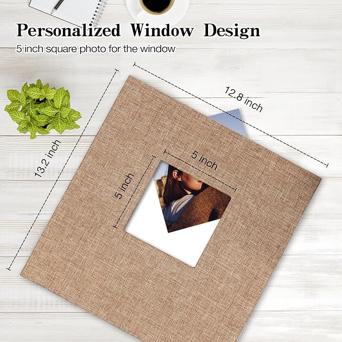 potricher Large Photo Album Self Adhesive 3x5 4x6 5x7 8x10 10x12 Pictures Linen - Image 2