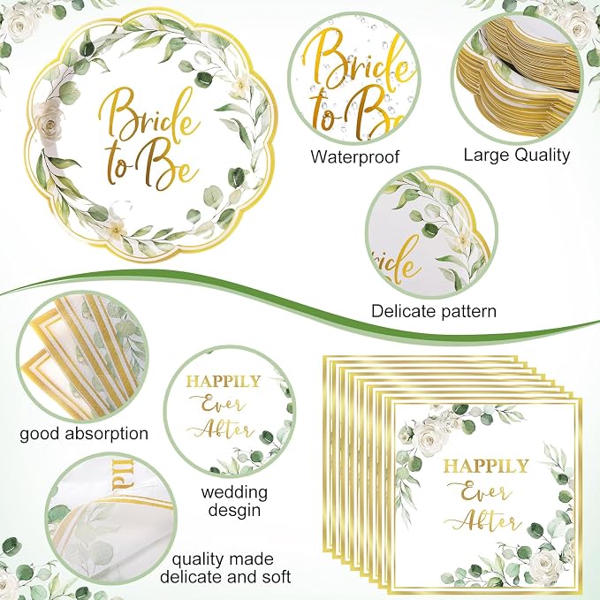Pickmesh 400 Pcs Sage Green Bridal Shower Party Supplies Eucalyptus Leaves - Image 3