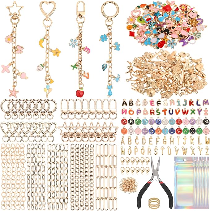 Modacraft 475 Pcs Gold Charms Lip Gloss Keychain Making Kit by Modacraft