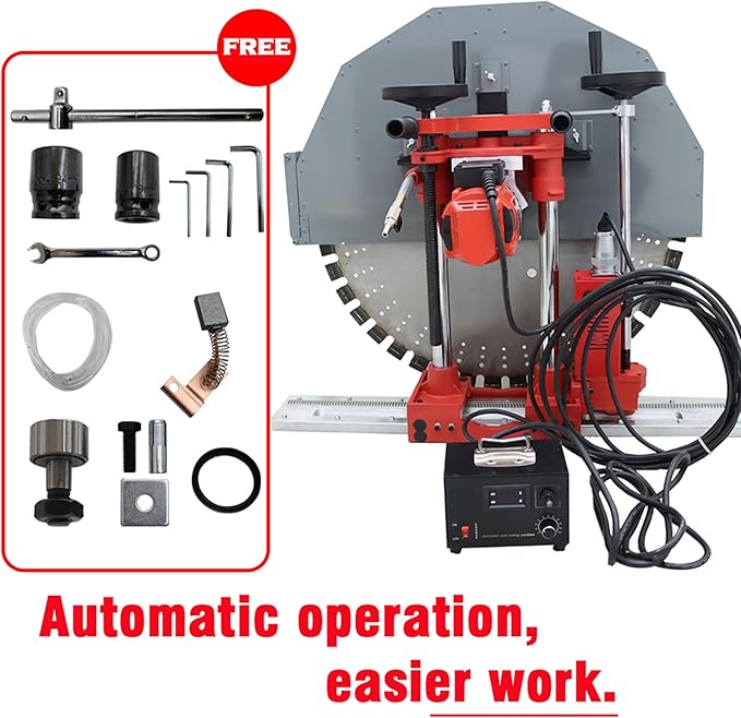 6880W Electric Concrete Wall Cutter 16" Cut Depth Reinforced Concrete Saw with Guide Rail Wet/Dry Cutting for Brick Stone & Masonry 300RPM 220V (Including a 39.4" Diamond Saw Blade)