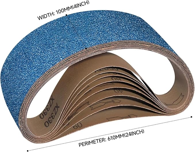 10-Piece 4 x 24 Inch 40-400 Grit Zirconia Sanding Belts, Heavy Duty Long-lasting Sanding Bands for Belt Sander, Rust Paint Removal, Wood Metal Grinding and Finishing