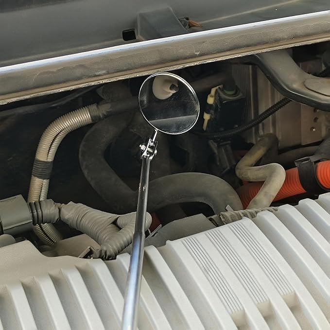 Telescoping Inspection Mirror Round Mirror Handle Tools Inspection Tool for Check The Condition of The Vehicle, Observe The Eyelashes, Mouth and Other Small Parts (Inspection mirror 2PCS)