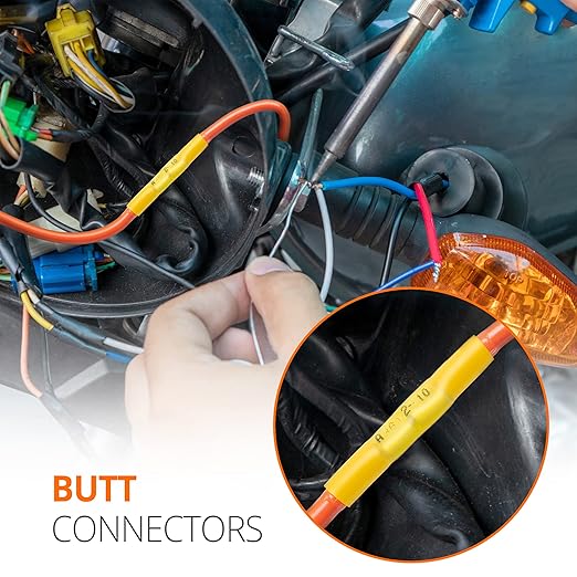 Wirefy 50 PCS Heat Shrink Butt Connectors Yellow 12-10 AWG - Marine Grade Butt Connectors - Wire Butt Splice Connectors - Electrical Waterproof Heat Shrink Butts