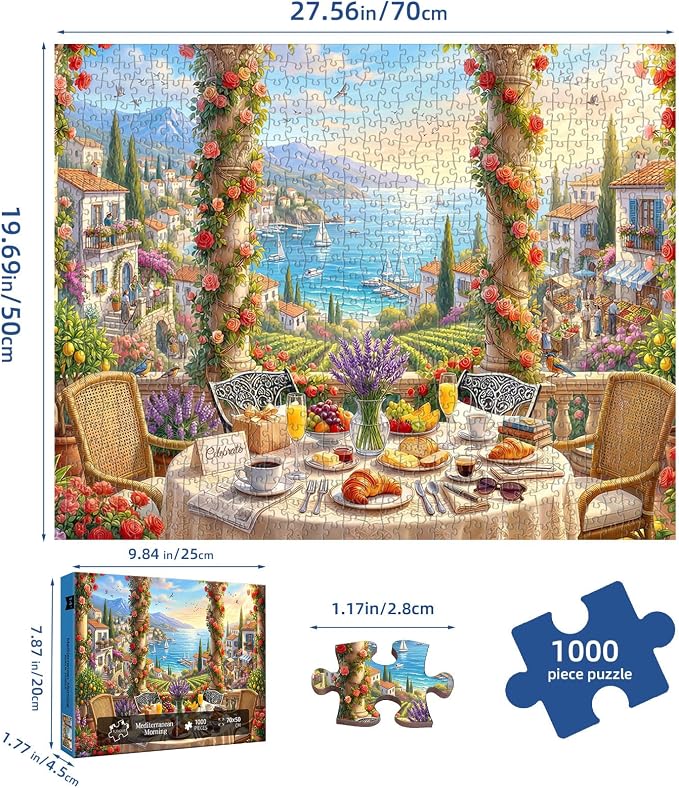 Mediterranean Morning Puzzles for Adults 1000 Pieces, Challenging Jigsaw - Image 5