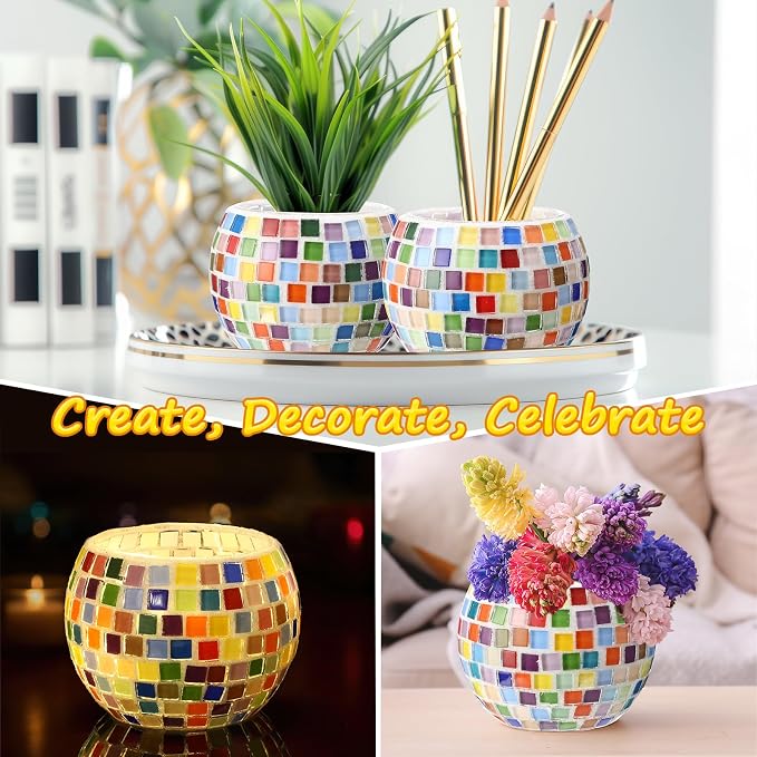 Remerry 2 Set Glass Mosaic Candle Holder Kit - Image 6