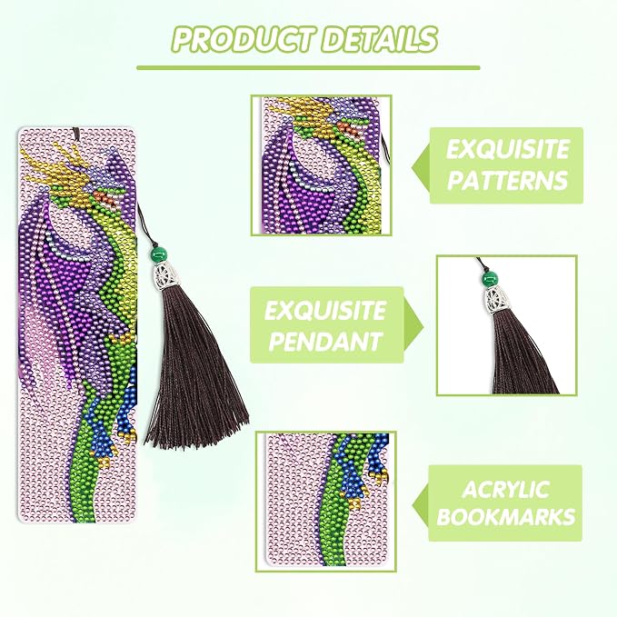 6 Pcs Dragon Diamond Art Bookmarks - Image 4