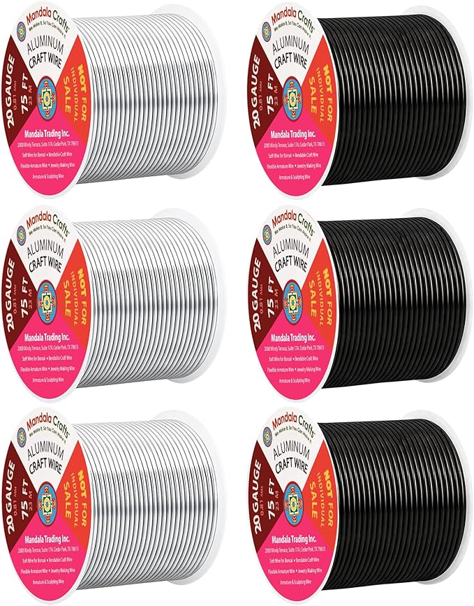 Mandala Crafts 20 Gauge Silver Tone Black Anodized Aluminum Craft Wire | 450 FT by MandalaCrafts