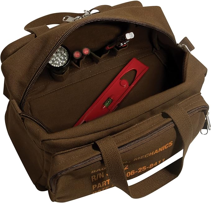 Rothco G.I. Type Zipper Pocket Mechanics Tool Bag With Stencil, Earth Brown