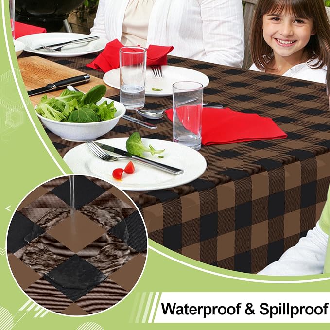 Smiry Rectangle Table Cloth, Waterproof Vinyl Tablecloth - Image 2