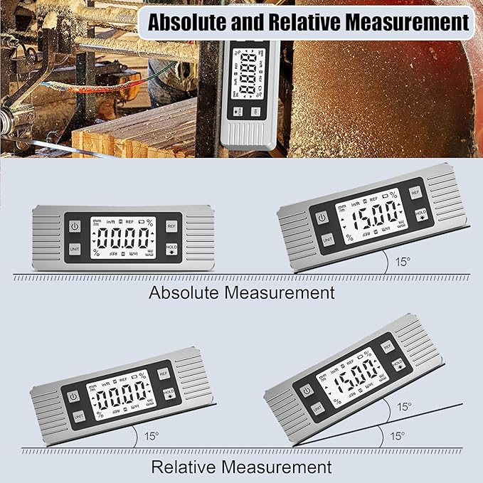 Digital Level Angle Gauge Meter Magnetic Electronic Level Angle Finder Tool Protractor Inclinometer Woodworking Tools with Magnet for Construction, Woodworking and Machinery (Silver)