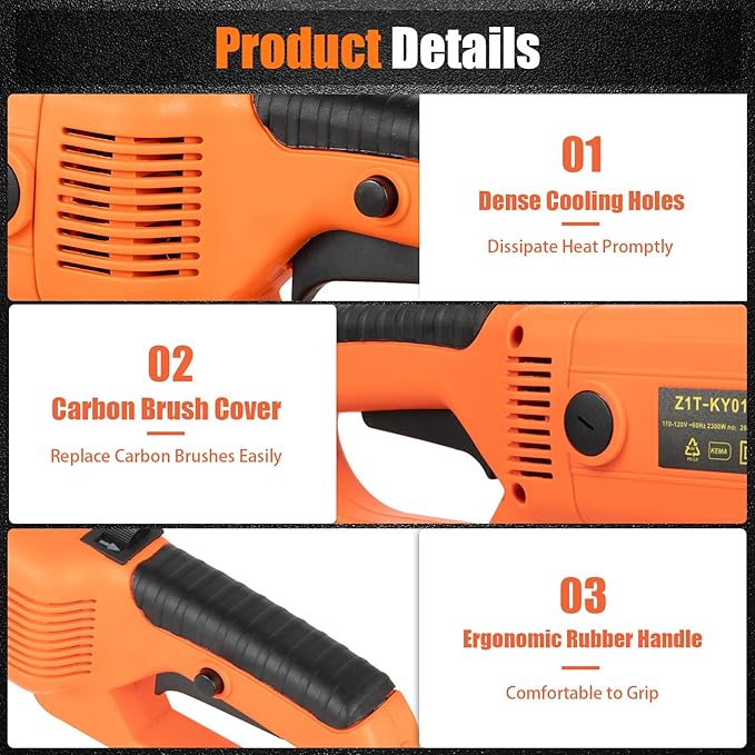 110V Electric Pipe Threader with 6 Dies 1/2"-2", Portable Pipe Treading Machine with All-copper Motor, Hand-held Pipe Treading Kit with Carrying Case for Galvanized pipe, Iron & Steel Pipes, 2300W