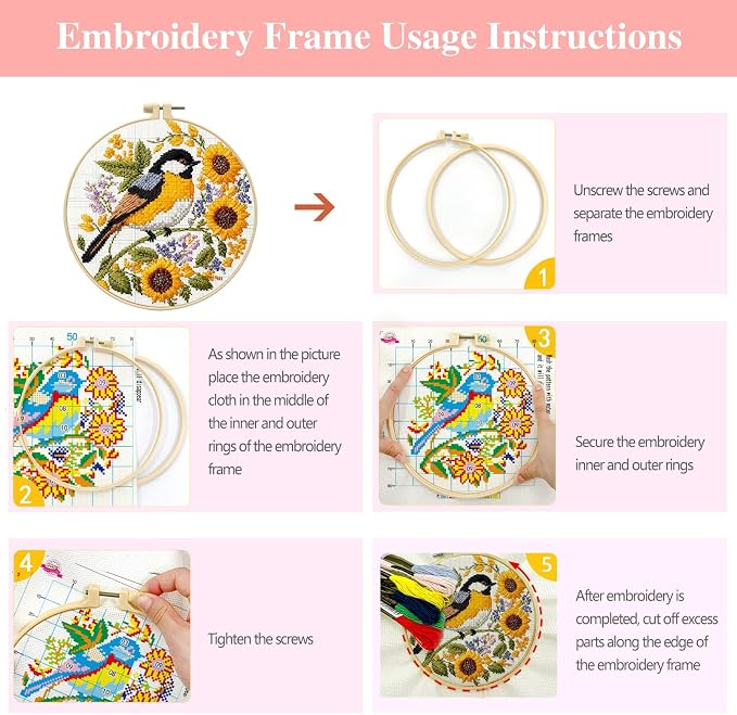 Zhenqing 4 Pack Bird Cross Stitch Kit - Image 7