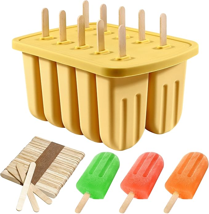 Popsicles Molds, 10 Cavity Silicone Popsicle Molds Easy-Release BPA-free by AUDFA