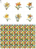 Daffodil Patchwork Cotton Fabric Panel – 6 Designs + Bonus Patchwork Sheet by FabricsTown