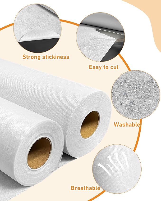 PLANTIONAL Medium Weight White Iron-On Non-Woven Fusible Interfacing: 16.5" x - Image 4